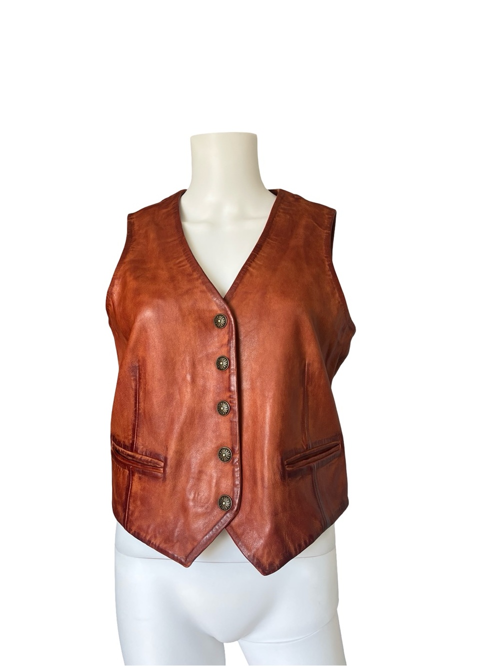 Scully Leather Vest in Cognac Western Cowgirl Womens Size Small